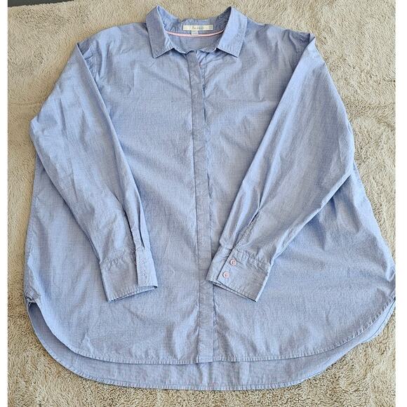 Boden Tops - Boden Button Up Shirt Blue White Boyfriend 100% Cotton Women's Sz 18R